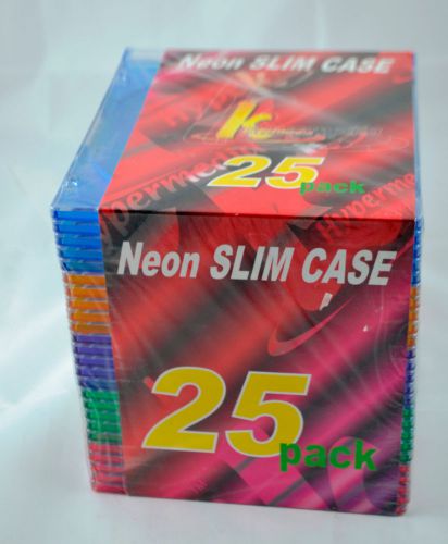 KHypermedia NEON SLIM CD CASES 5 different colors pack of 25