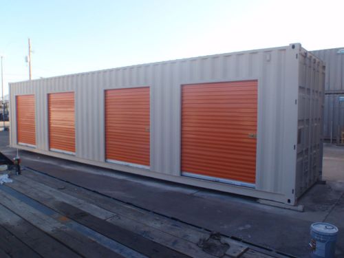 Shipping container portable storage building with four roll up doors for sale