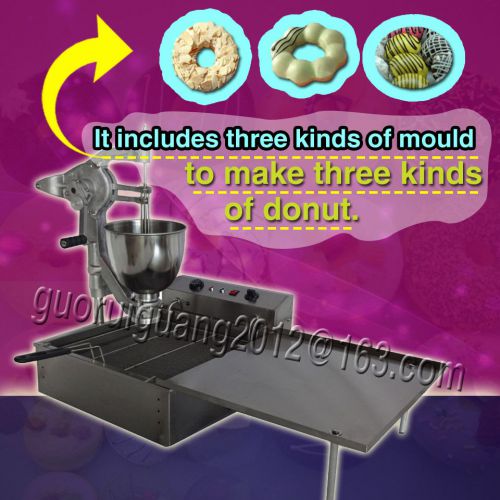 wider oil tank hot electric donut machine,donut fryer/maker,three sets moulds,CE