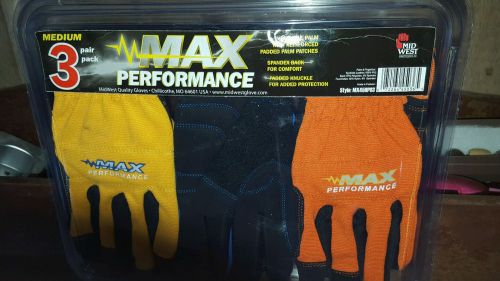 3 pair Mid West max performance gloves med.