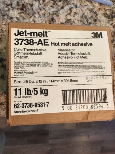 3M Jet Melt Hot Melt Adhesive 3738-AE 11lb Box Size .45 Dia. X 12 In.