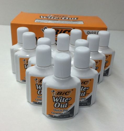 12 NEW BIC WHITE OUT WITE OUT QUICK DRY CORRECTION FLUID