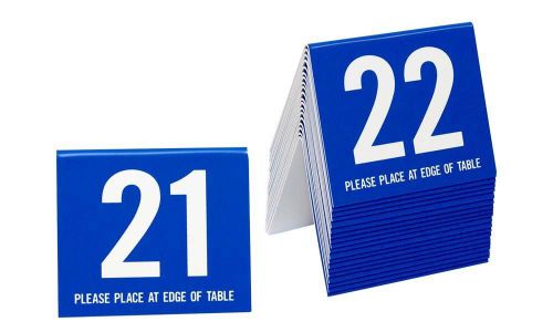 Plastic Table Numbers 21-40 Tent Style, Blue w/white number, Free shipping