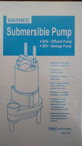 Barnes sev412 .5 hp submersible pump for sale