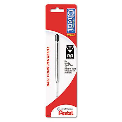 Refill for Pentel Client Ballpoint Pen, Medium, Black Ink, Sold as 1 Each