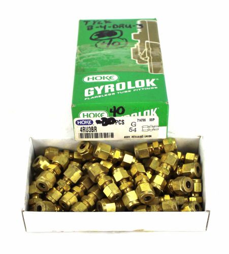Hoke Gyrolok Flareless Tube Reducing Union 3/16&#034; to 1/4&#034; Brass 40 Pcs 4RU3BR 2D