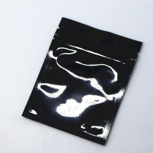 Glossy Falt Black Aluminum Foil Zip Lock Bags Mylar Smell Proof Pouches 8.5x13cm