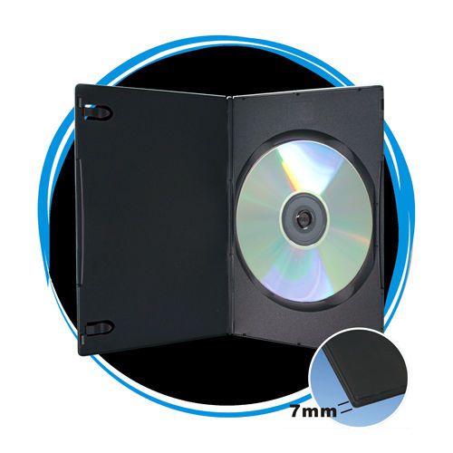 100   7mm Slim Single Black DVD Cases D7SDBLK