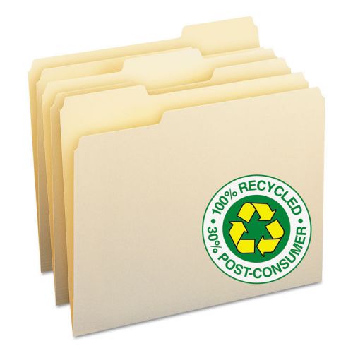 Smead 100% recycled file folders 1/3 cut one-ply top tab letter manila 100/box for sale