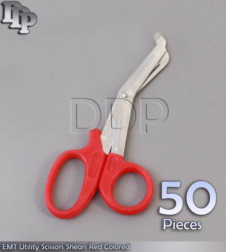 50 Pieces EMT Utility Scissors Shears 5.5&#034; Red Colored
