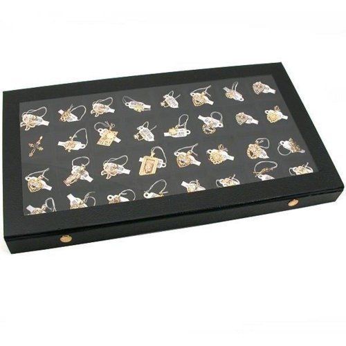 NEW 32 Earring Jewelry Display Case Clear Top Black New FREE SHIPPING