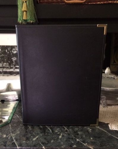 Hazel Black Leather Portfolio Brass Corners