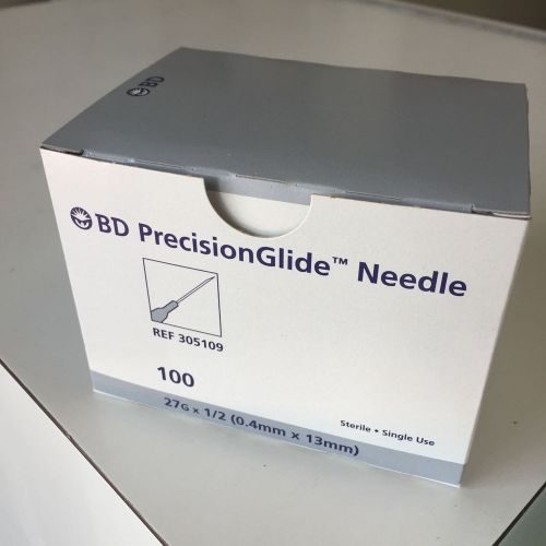 Bd precisionglide needle 27g x 1/2 (0.4mm x 13mm) pack of 100 for sale