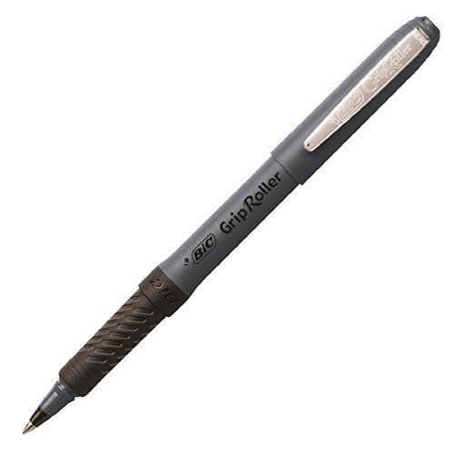 BIC Grip Stick Roller Ball Pen, Micro Fine Point (0.5 mm), Black, 12 Pens