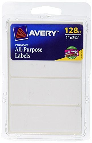 Avery All-Purpose Labels, 1 x 2.75 Inches, White, Pack of 128 (6113)
