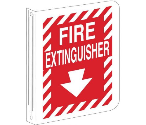 Brady Fire Extinguisher 12&#034; x 9&#034; Sign White with Red 6G460 L-Shaped