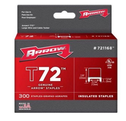 Arrow fastener 721168hw genuine t72 ul insulated staples 13/64-inch by 31/64-inc for sale