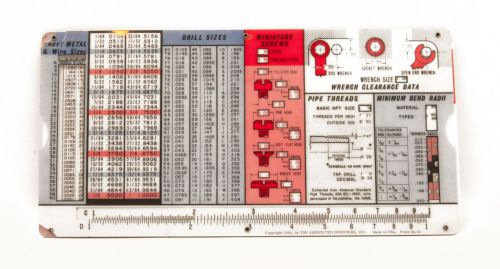 Vintage 1964 Tad Data Rivet Screw Wrench Data Slide Chart