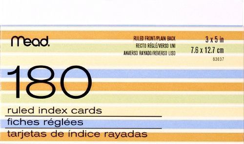 Mead white ruled index cards with tray, 3 x 5 inches (63037) for sale