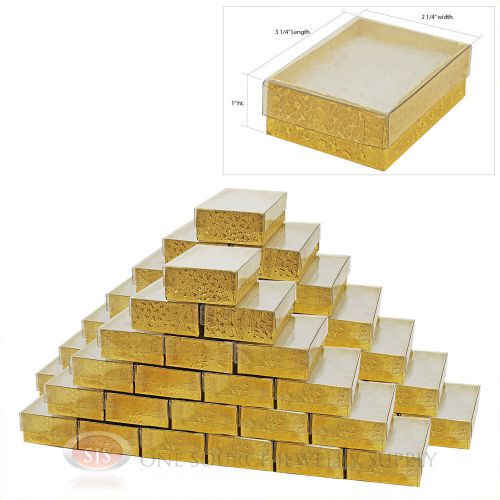 50 gold view top cotton filled jewelry gift boxes  3 1/4&#034; x 2 1/4&#034; for sale