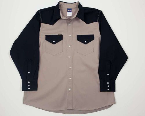 Lapco FR KBLK-16 1/2-XL Heavy-Duty 2-Tone Welder&#039;s Shirts, 10 oz, 100% Cotton Du