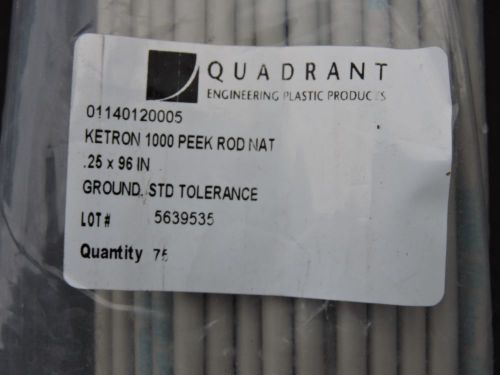 600&#039; KETRON 1000 PEEK Rod Natural 1/4&#034; x 8&#039; (.25&#034; x 96&#034;) Ground, STD Tolerance