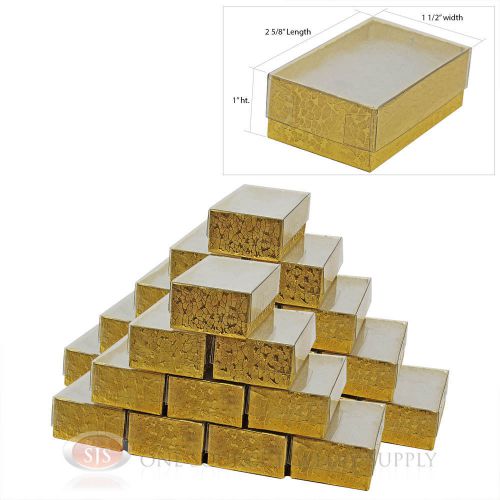 25 Gold View Top Cotton Filled Jewelry Gift Boxes 2 5/8&#034; X 1 1/2&#034;