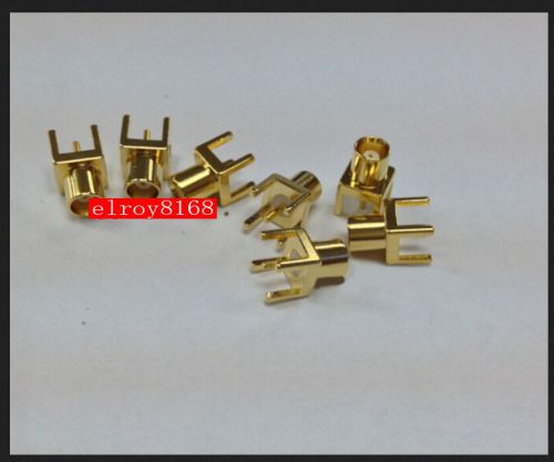 100 pcs copper gold-plated 50ohm mcx female straight socket rf coaxial pcb mount for sale