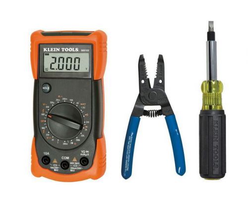 Klein tools tool set-digital multimeter volt ohm amp meter/strippers/screwdriver for sale