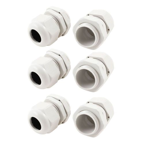 6 Pcs White Plastic Waterproof Cable Glands Jointer M20 x 1.5 GY
