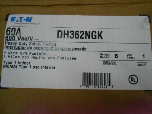 CUTLER HAMMER DH362NGK SAFETY SWITCH 60 AMP 600 VOLT NEMA 1 DISCONNECT