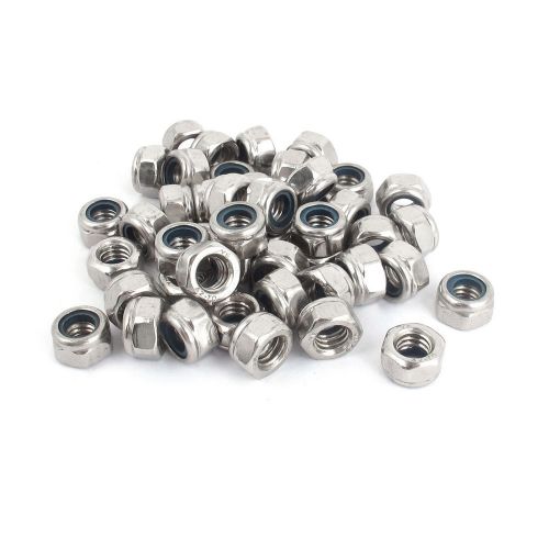 5/16&#034;-18 metal nylock nylon insert hex lock nuts silver tone 50pcs for sale