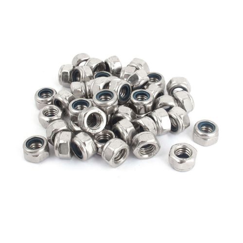 5/16&#034;-18 Metal Nylock Nylon Insert Hex Lock Nuts Silver Tone 50Pcs