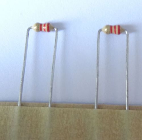 30 pcs 47 ohm 5% 1/8W carbon film resistors. (on paper tape)  formed leads.