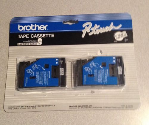 2 new twin pack genuine Brother P-Touch TC-10 Tape Cassette Laminated Labels