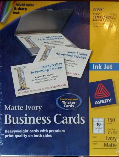 AVERY 27882 8371 MATTE IVORY 150 BUSINESS CARDS INK JET HEAVYWEIGHT UNOPENED