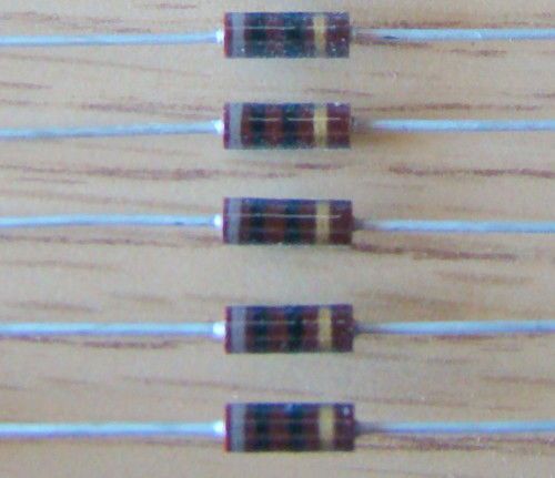12 pcs 10 ohm 1/4W, 5%  carbon comp resistors.