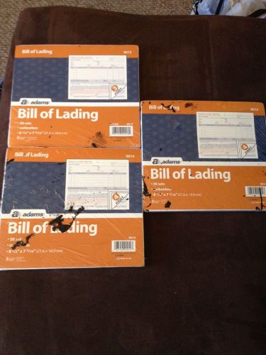 Adams Bill of Lading Forms, L8.5 x 7.16&#034;,  50 Sets, 4-Part, MPN 9014 Three Packs