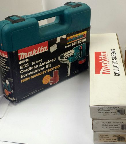 Makita 12v cordless autofeed screwdriver kit 6831dwh w/ 3 boxes of screws for sale