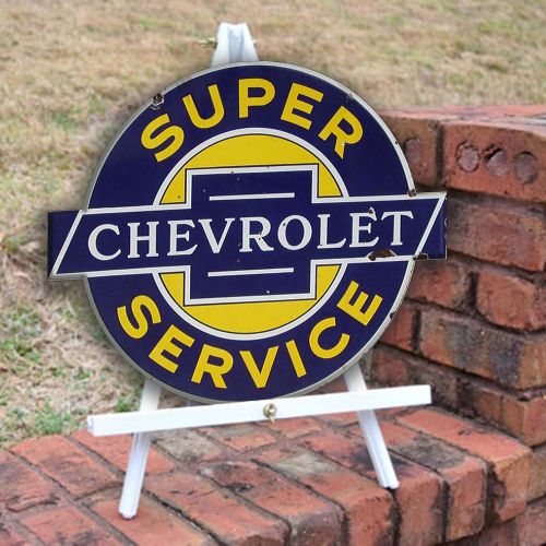 Vintage Chevrolet weathered antique look - metal wall decor for garage bar diner