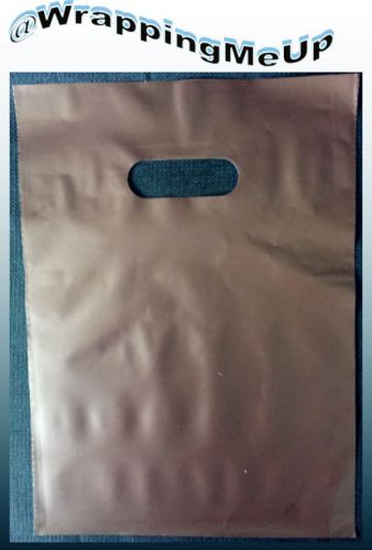 50 -12x15 chocolate frosty plastic merchandise bags w/handles, retail use bags for sale