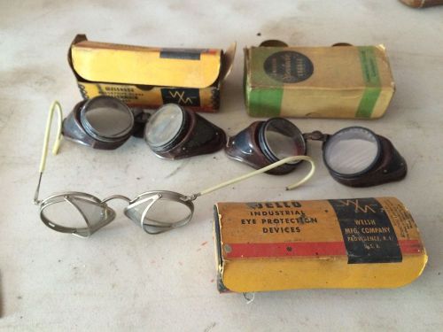LOT OF 3 American Spectacle, Welco, Welding Goggles VINTAGE STEAM PUNK with box