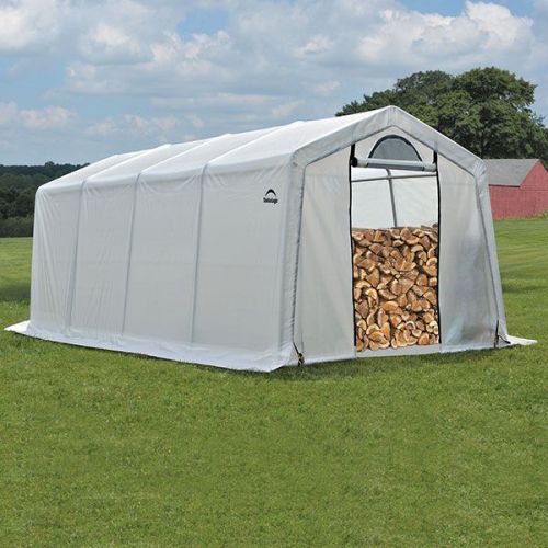 Firewood Storage &amp; Seasoning Fabric Shed 10 X 20 X 8 - Shelter Logic- 90397