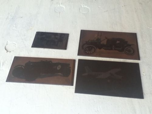 Antique Copper Letterpress Halftones to Print Photos -3 British Cars and a Plane