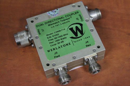 Werlatone c3908 ? 80-1000mhz ? 1.5kw 50db ? wideband dual rf directional coupler for sale