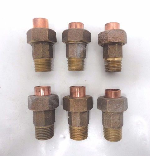 Lot of 6 NOS 1/2&#034; COPPER UNION  FITTING C x MIP for L,M, or K