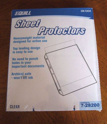 Quill brand® top-loading sheet protectors; clear, 2.8 mil, 200 per box for sale