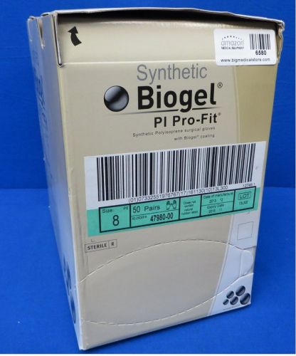 Biogel 47980-00 50 Pairs Synthetic Polyisoprene Surgical Gloves, Size 8
