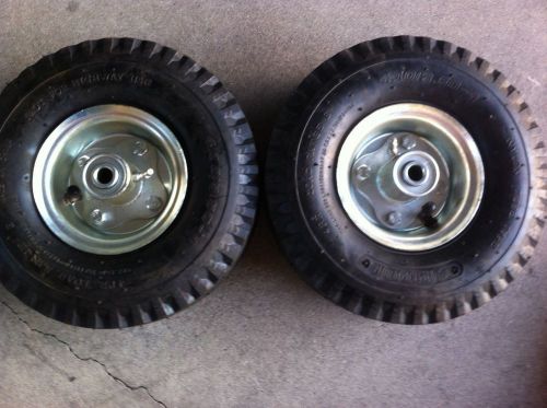 Set of 2 Import Pneumatic Air Tires 10&#034; x 3.5&#034; Hand Truck Cart Wheels