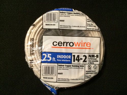 25&#039; roll 14-2 AWG NM-B Gauge Indoor Residential Copper Wire White Romex 15 amp